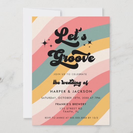 Retro Let's Groove Lässig Wedding Einladung (Vorderseite)