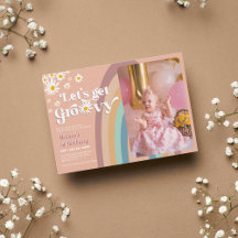 Retro Let's Groovy Daisy Rainbow Foto Geburtstag