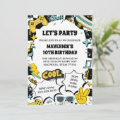 Retro Let's Party Birthday Einladung (Stehend Vorderseite)