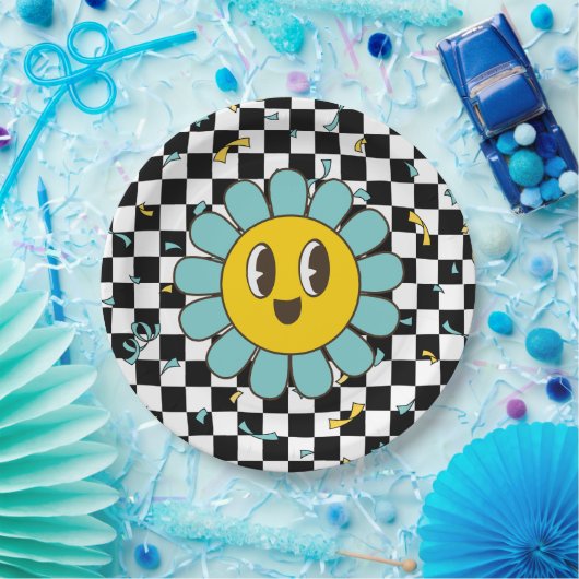 Retro Let's Party Daisy Birthday Pappteller (Party)