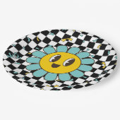 Retro Let's Party Daisy Birthday Pappteller (Schrägansicht)