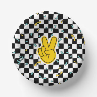 Retro Let's Party Peace Sign Birthday Pappteller