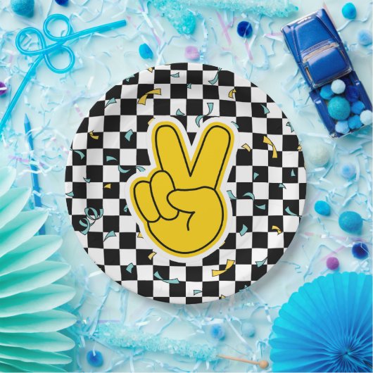 Retro Let's Party Peace Sign Birthday Pappteller (Party)