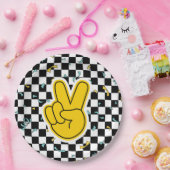 Retro Let's Party Peace Sign Birthday Pappteller (Party)