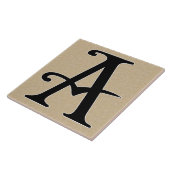 Retro Letter A in Black Monogram on Parchment Fliese (Seite)