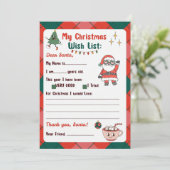 Retro Letter to Santa Wishlist Einladung (Stehend Vorderseite)