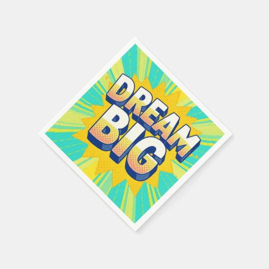Retro lettering dream big text serviette (Ecke)