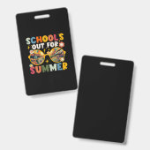 Retro Letzten Schultag für Sommerlehrer Ausweis (Vorder- & Rückseite)