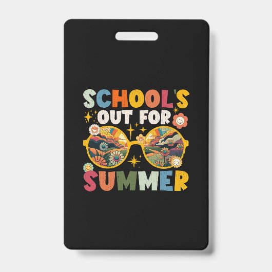 Retro Letzten Schultag für Sommerlehrer Ausweis (Vorderseite)