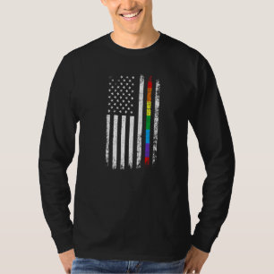 Retro Lgbt American Flag Rainbow Lesbian Gay Pride T-Shirt