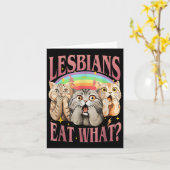 Retro LGBT essen was Cat Lesbian Pride Monat gleic Karte (Gelbe Blume)