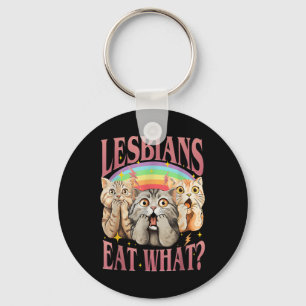 Retro LGBT essen was Cat Lesbian Pride Monat gleic Schlüsselanhänger