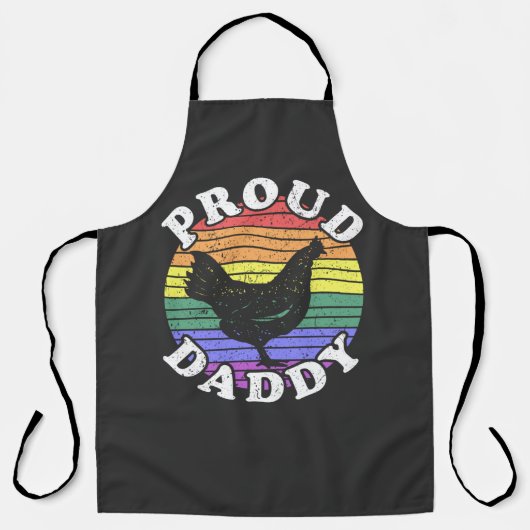 Retro LGBT Proud Chicken Daddy T - Shirt Schürze (Vorderseite)