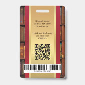 Retro Library Books Employee Photo ID Badge Ausweis (Rückseite)