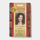 Retro Library Books Employee Photo ID Badge Ausweis (Vorderseite)