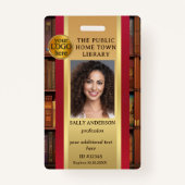 Retro Library Books Employee Photo ID Badge Ausweis (Vorderseite)