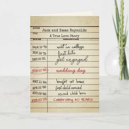 Retro Library Card 40 Jahre alt Karte (Vorderseite)