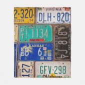 Retro License Plate Collection Fleecedecke (Vorderseite)