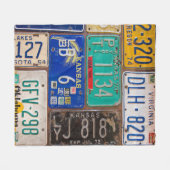 Retro License Plate Collection Fleecedecke (Vorderseite (Horizontal))
