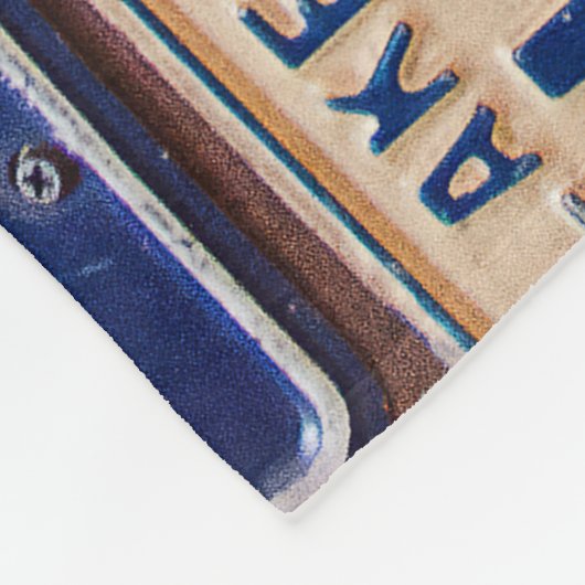 Retro License Plate Collection Fleecedecke (Ecke)