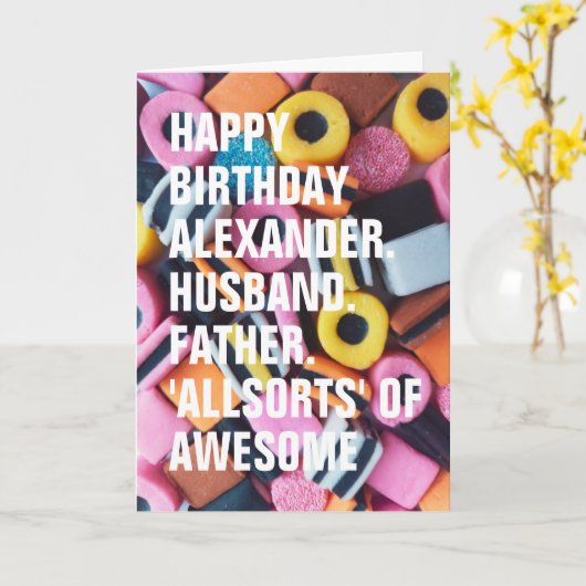 Retro Licorice Allsortiert benutzerdefinierten Tex Karte (Gelbe Blume)