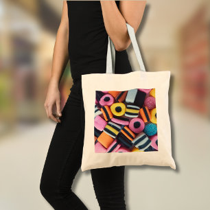 Retro Licorice Allsorts Süßigkeiten Pop Art Design Tragetasche