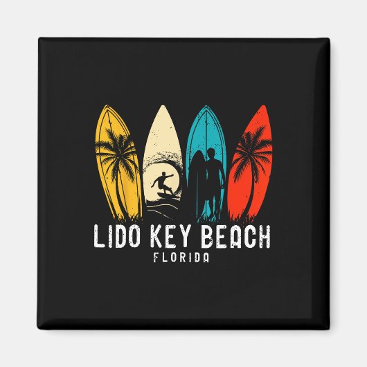 Retro Lido Key Beach Florida Surfboarder Design fü Magnet (Vorne)