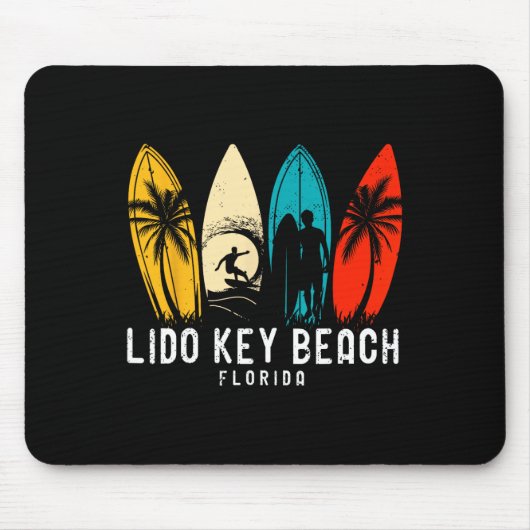 Retro Lido Key Beach Florida Surfboarder Design Fü Mousepad (Vorne)
