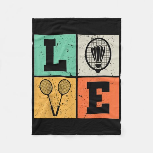 Retro-Liebe Badminton-Liebhaber Fleecedecke (Vorderseite)