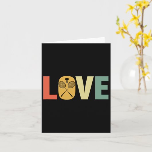 Retro Liebe Badminton Rackets & Amp; Shuttle Karte (Gelbe Blume)