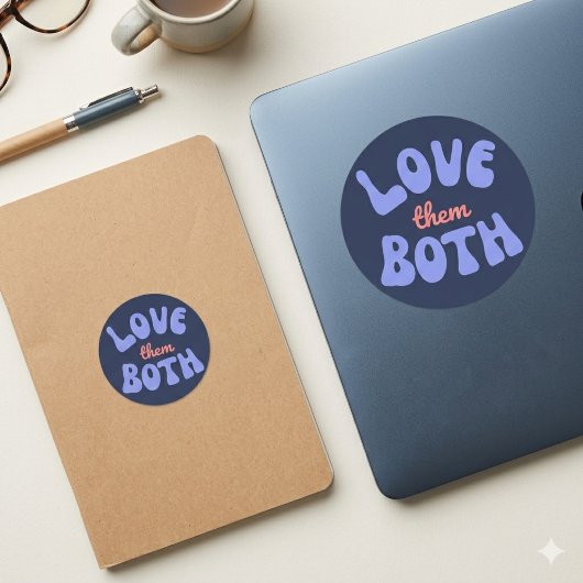 Retro-Liebe beide Textaufkleber Runder Aufkleber