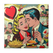 Retro Liebe Couple Comic Fliese (Vorderseite)