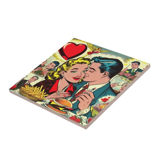 Retro Liebe Couple Comic Fliese (Seite)