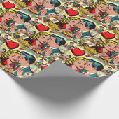 Retro Liebe Couple Comic Geschenkpapier (Ecke)