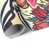 Retro Liebe Couple Comic Geschenkpapier (Rolleneckpunkt)