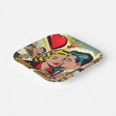 Retro Liebe Couple Comic Pappteller (Gewinkelt)