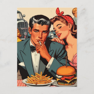 Retro Liebe Couple Comic Postkarte