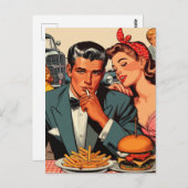 Retro Liebe Couple Comic Postkarte (Vorne/Hinten)