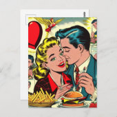 Retro Liebe Couple Comic Postkarte (Vorne/Hinten)