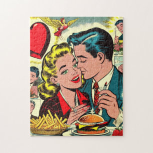 Retro Liebe Couple Comic Puzzle