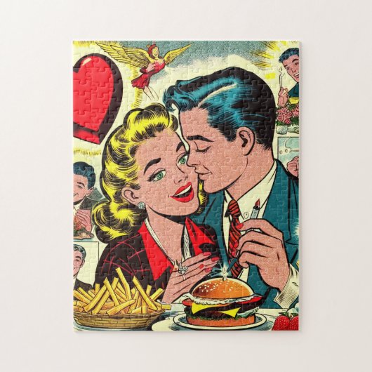 Retro Liebe Couple Comic Puzzle (Vertikal)