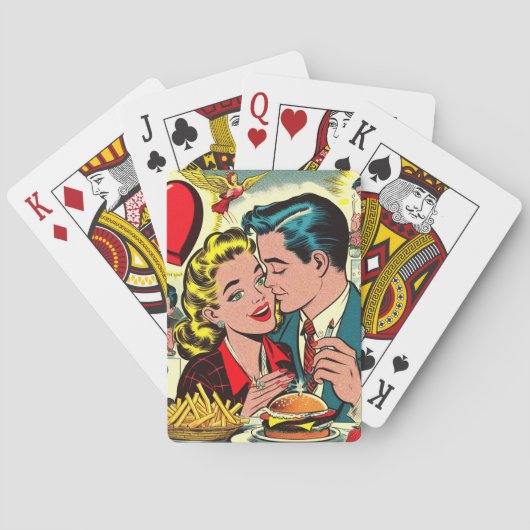Retro Liebe Couple Comic Spielkarten (Rückseite)