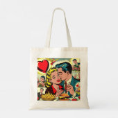 Retro Liebe Couple Comic Tragetasche (Rückseite)