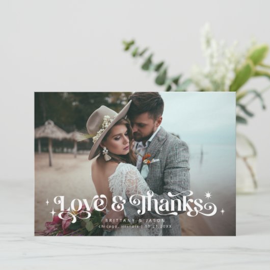 Retro Liebe & Danke-Overlay Text Wedding Danke (Stehend Vorderseite)