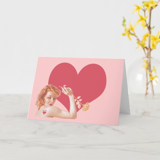 Retro-Liebe der 40er Jahre Karte (Gelbe Blume)