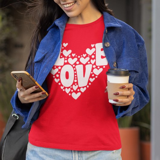 Retro-Liebe Herz-Rote Frauen Valentinstag T-Shirt