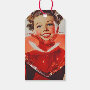 Retro-Liebe: Herzensglühen der 1950er Geschenkanhänger