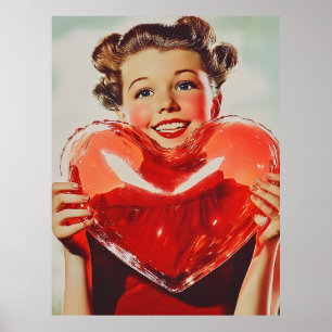 Retro-Liebe: Herzglühen der 50er Jahre Poster