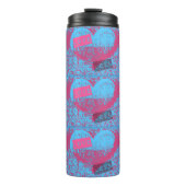 Retro Liebe Herzmuster Thermosbecher (Vorderseite)