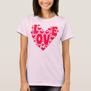 Retro-Liebe Herzrosa Valentinstag der Frauen T-Shirt